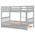 Gray Twin Over Twin Rubber Wood Bunk Bed with Trundle – Convertible Design