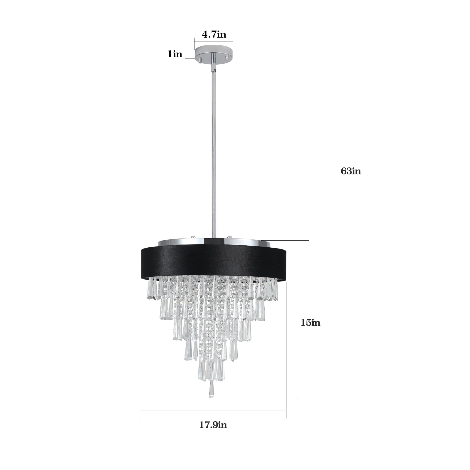 Black Velvet Accent Round Crystal Chandelier