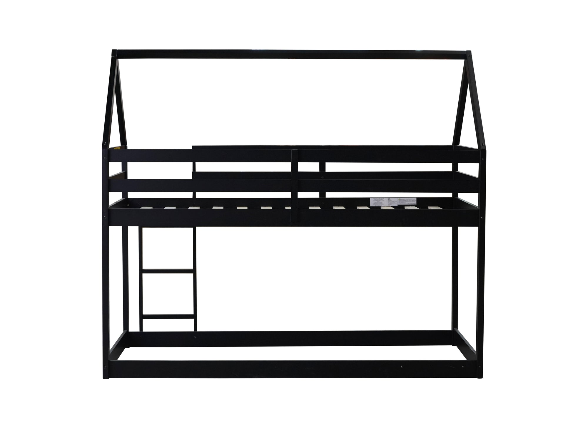 Black Twin Over Twin Rubber Wood Floor Bunk Bed