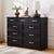 Wood 9 Drawer Bedroom Dresser With Antique Handles In Black