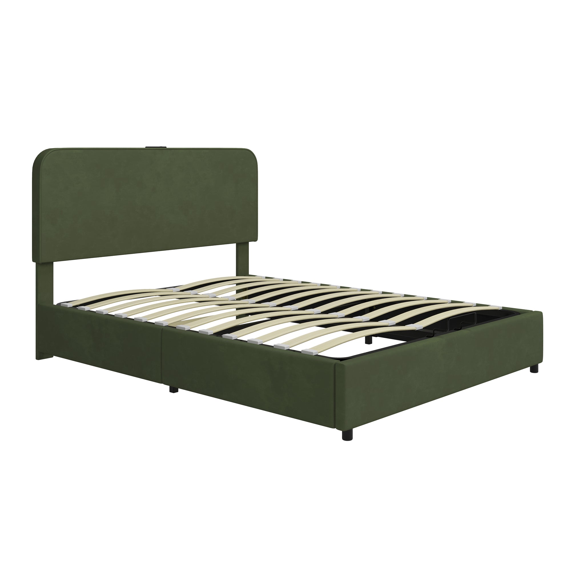 Queen Size Bed with Hydraulic Storage, LED Lights & Bluetooth Speaker