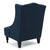 Upholstered Wingback Chair In Navy Blue Linen