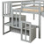 Gray Twin Loft Bed with Slide, Storage Staircase, and Full-Length Guardrails