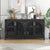 Large Storage Space Sideboard with Rattan Doors and Metal Handles for Living Room and Entryway In Black