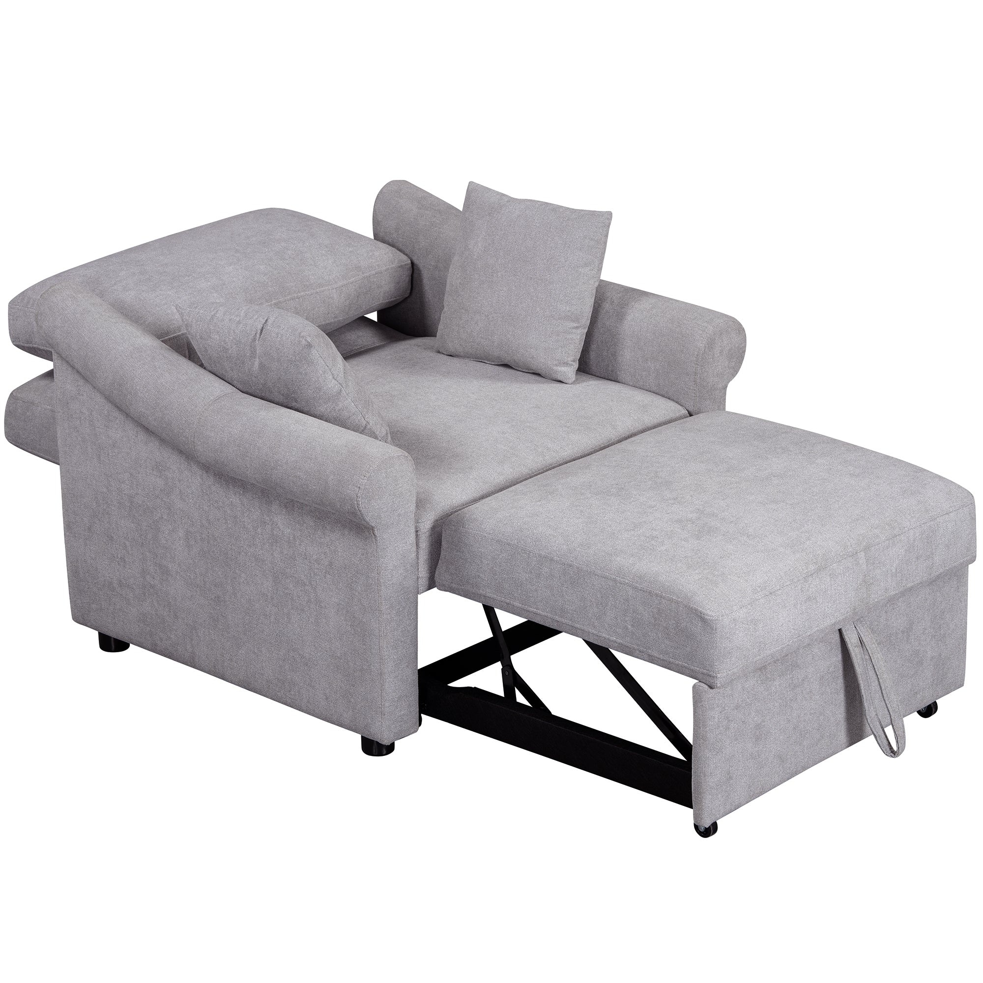 3-in-1 Gray Chenille Sleeper Chair