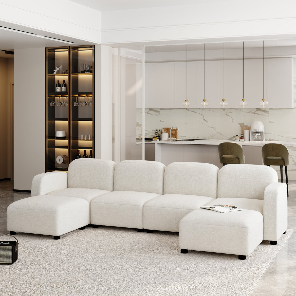 Valencie Cloud Inspired Modular Velvet Sofa in Beige