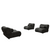 Modern Black Chenille Sofa Set with Cylindrical Pillows for Relaxing Modular Comfort In Black