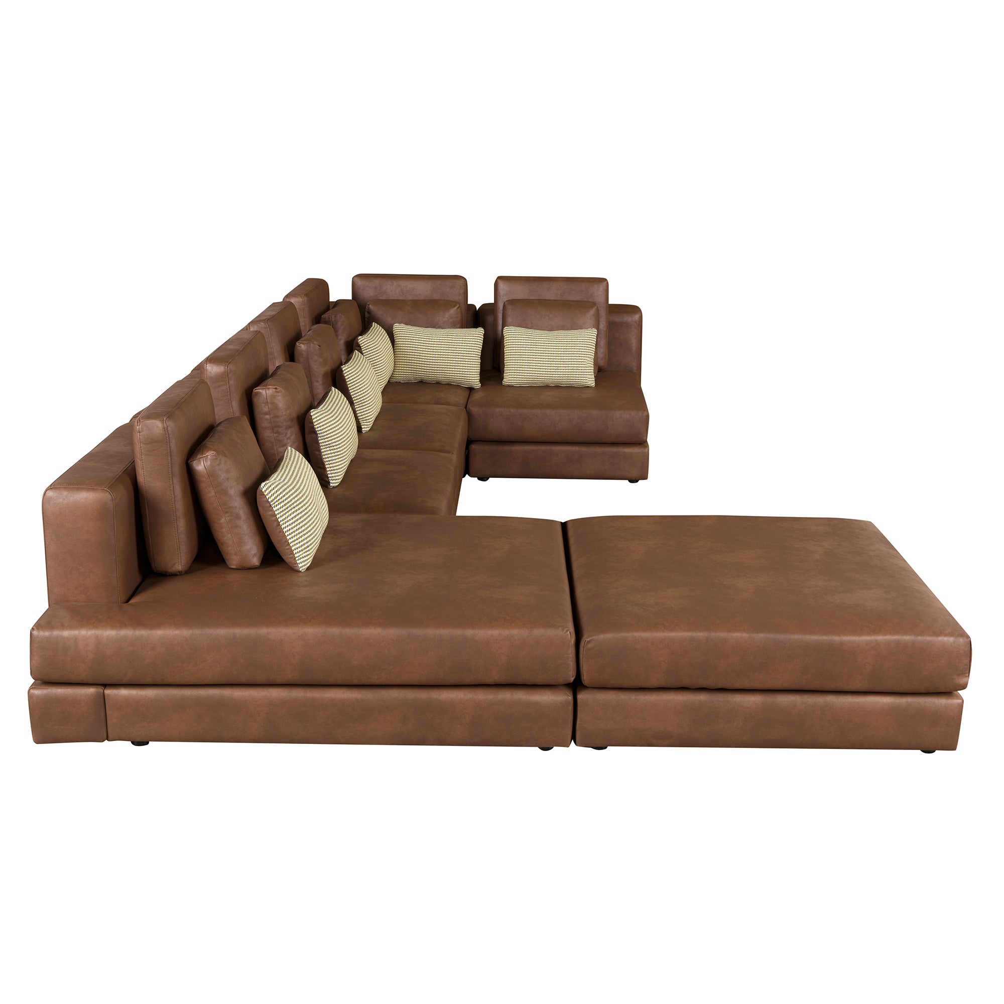 Casablanca Modular Sectional Sofa with Movable Ottoman in Brown Palomino