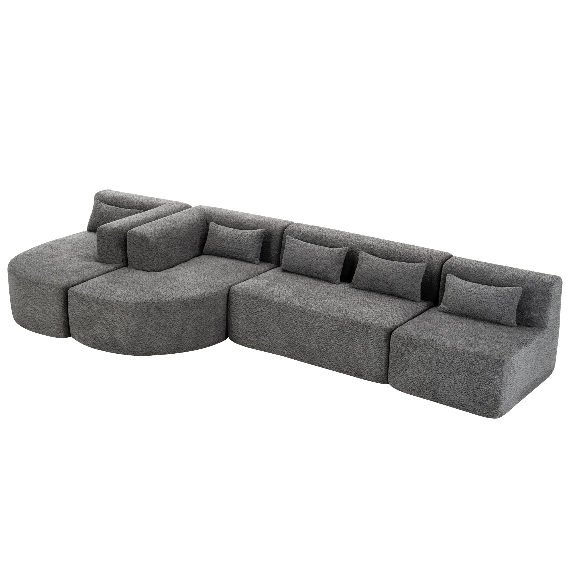 Copenhagen Modular Bouclé L-Shape Sofa in Light Gray