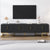 Modern TV Stand with Metal Legs and Gold Handles for TVs Up to 80 Inch Media Console with Adjustable Shelves In Black