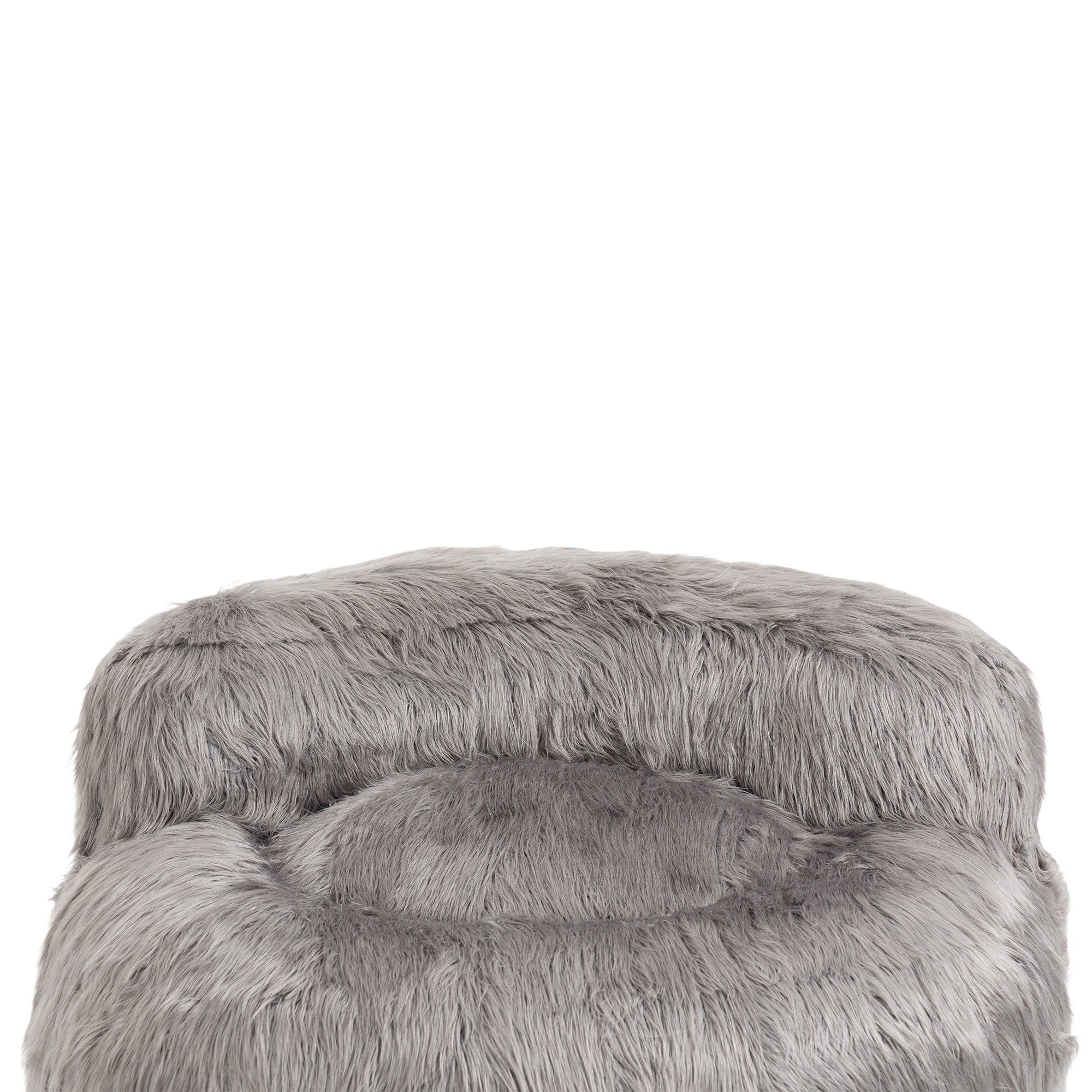 Shaggy Bean Bag Chair with Ottoman and Handle In Gray