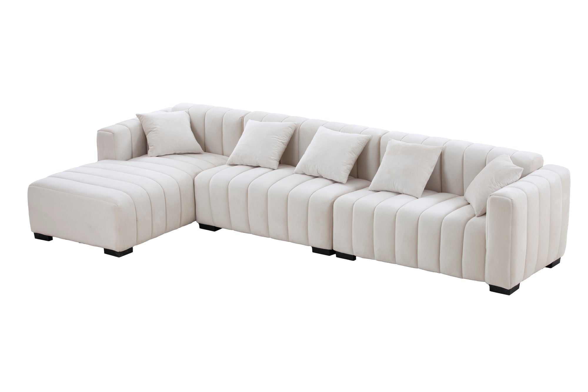 Vienna Velvet Reversible Sectional Sofa in Beige