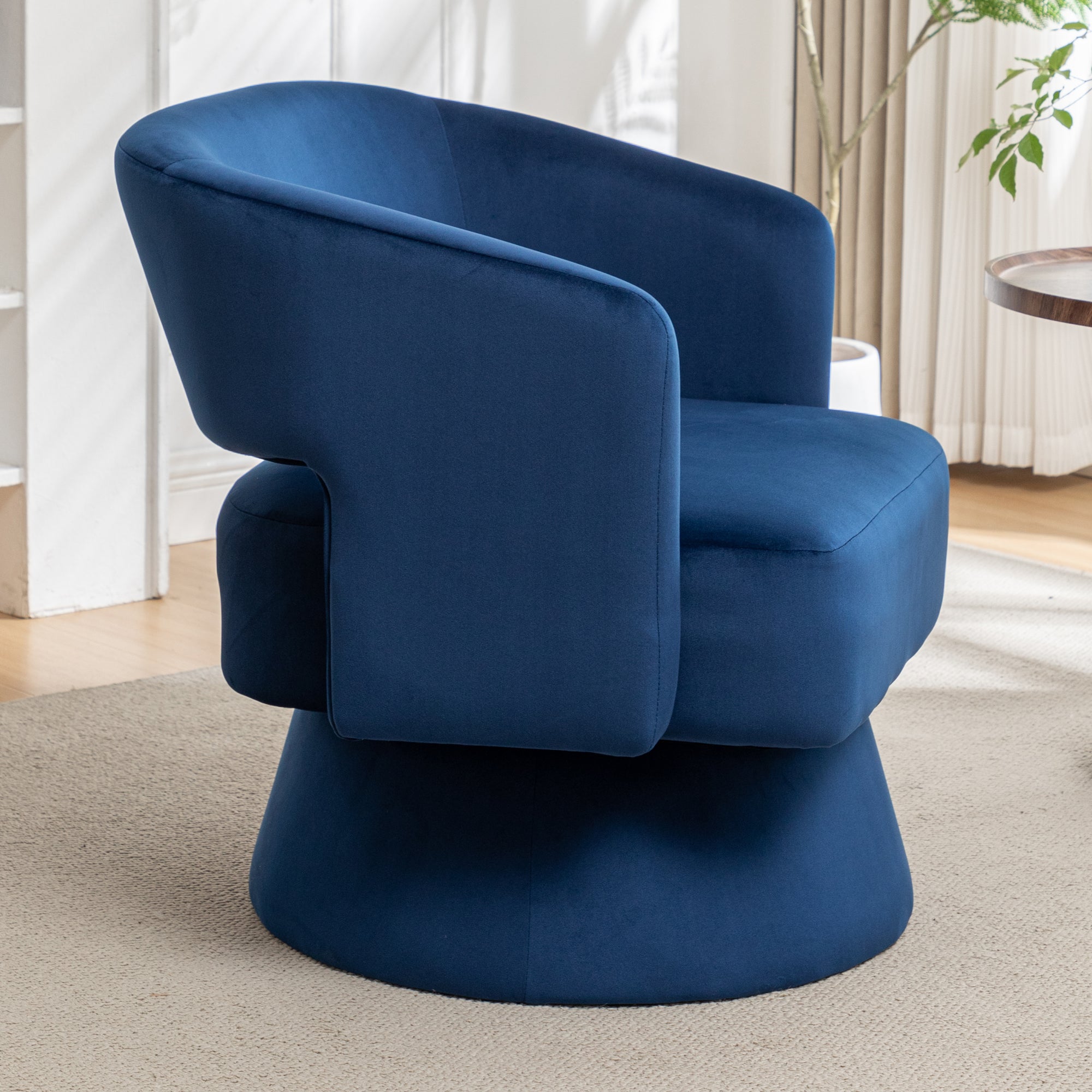 Swivel Barrel Chair, Velvet Accent Armchair - 360° Swivel, Stylish for Living Room/Bedroom, Comfortable Velvet Material