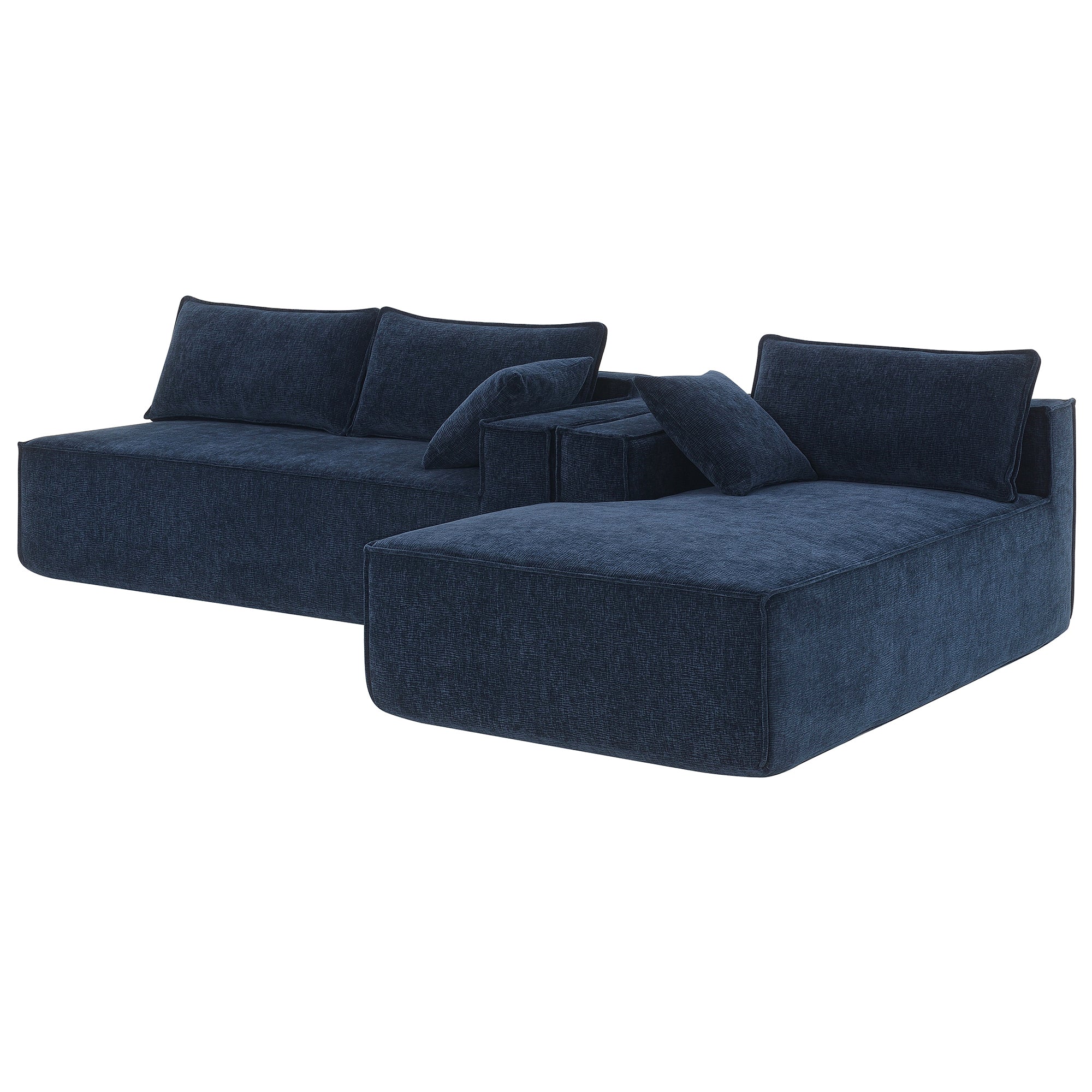 Cairo 4-Seat Modular Wrinkle-Resistant Chenille Sofa in Dark Blue