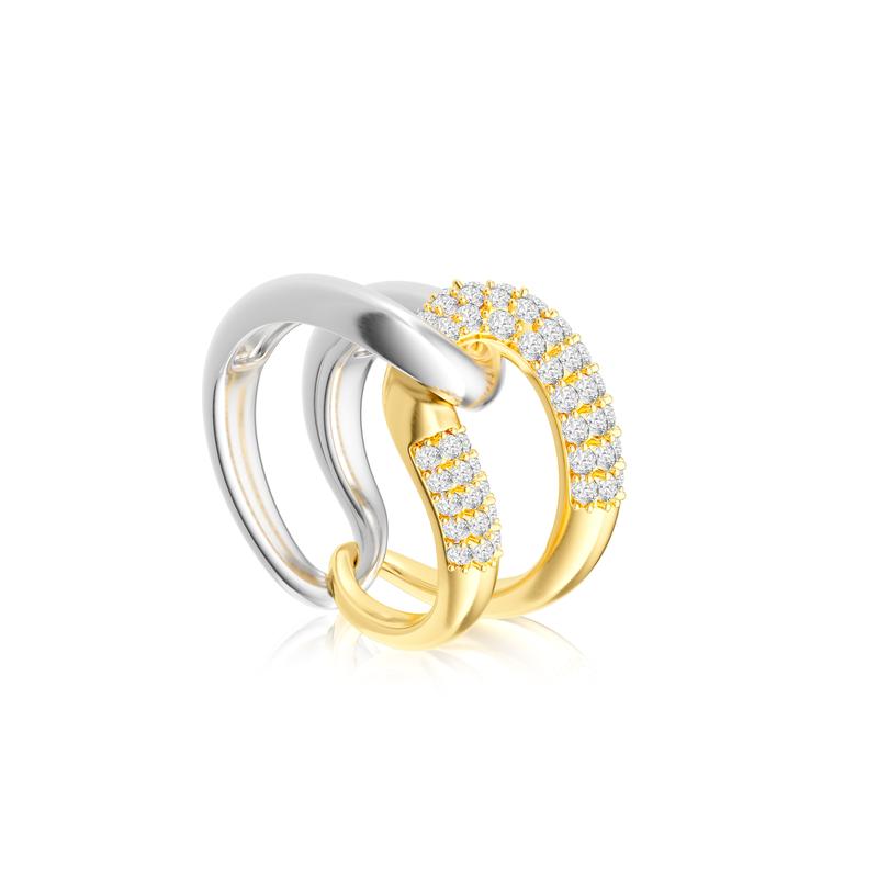 14k Diamond Accented Interlocking Two Tone Ring
