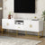 Modern TV Stand for TVs Up to 70 Inches with 1 Drawer, 2 Cabinets and Metal Legs In White