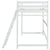 White Twin Size High Loft Bed with Inclined Ladder and Guardrails