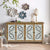 Farmhouse Accent Cabinet with 4 Doors and Storage, Wood Carved Floral Design for Living Room and Dining Room In Antique Natural