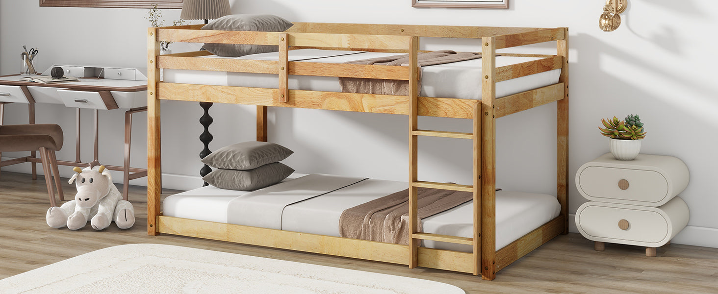 Solid Wood Twin Over Twin Loft Bed in Natural Finish