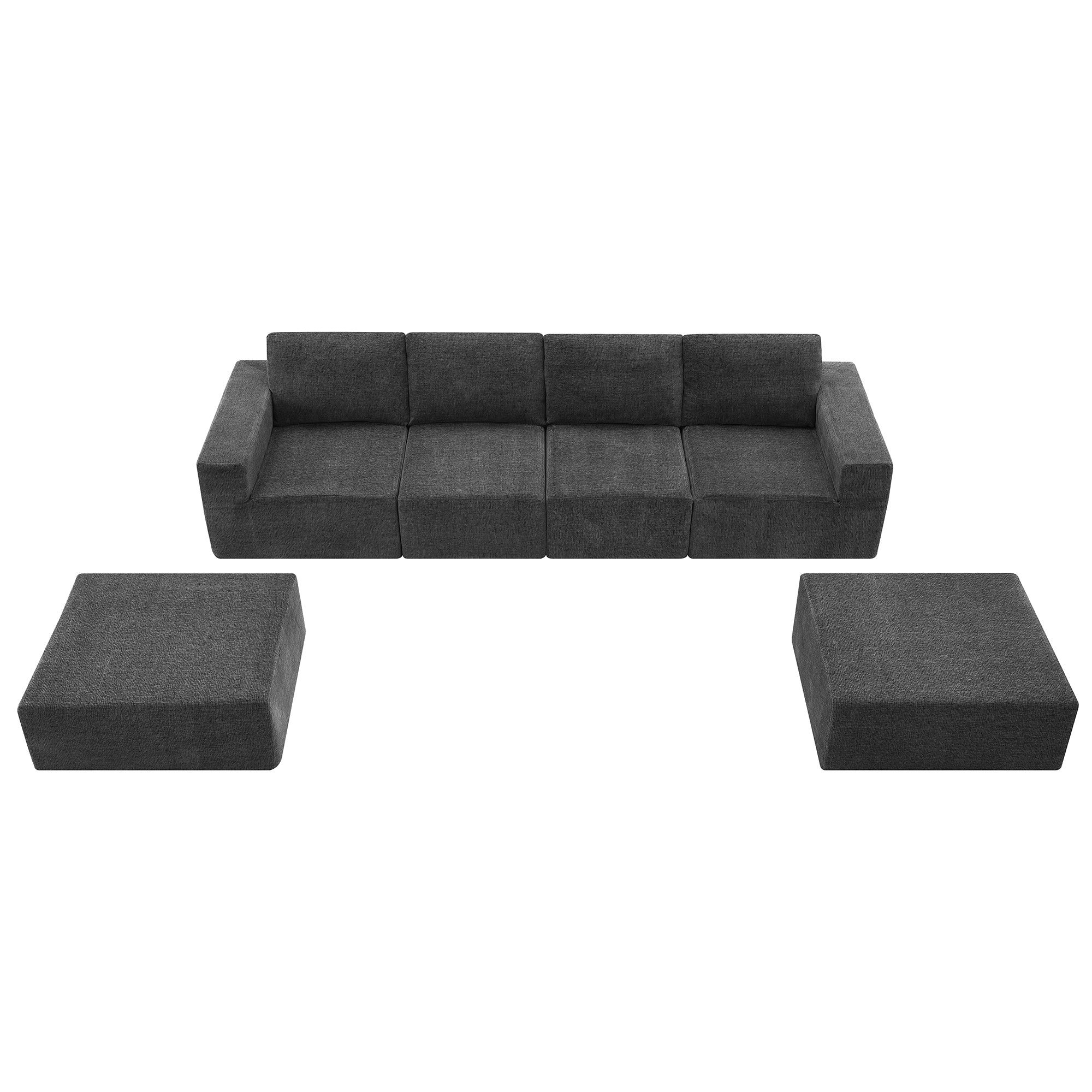 Tangier 6-Seat Modular U-Shape Sofa in Dark Gray