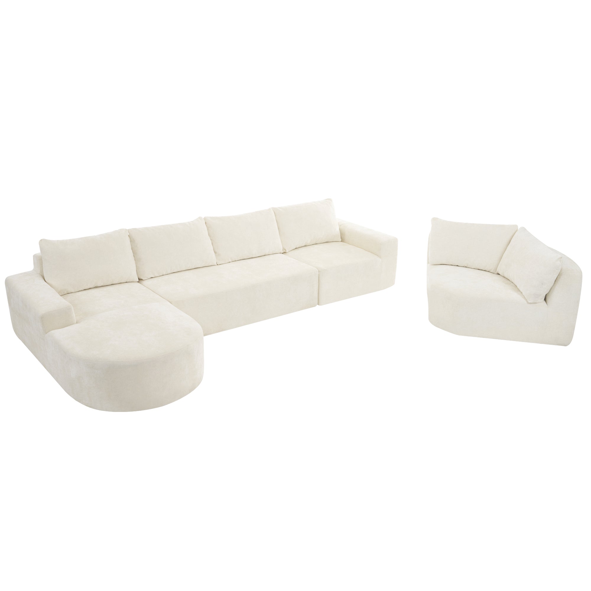 Amalfi Modular Chenille Sectional Sofa in Beige