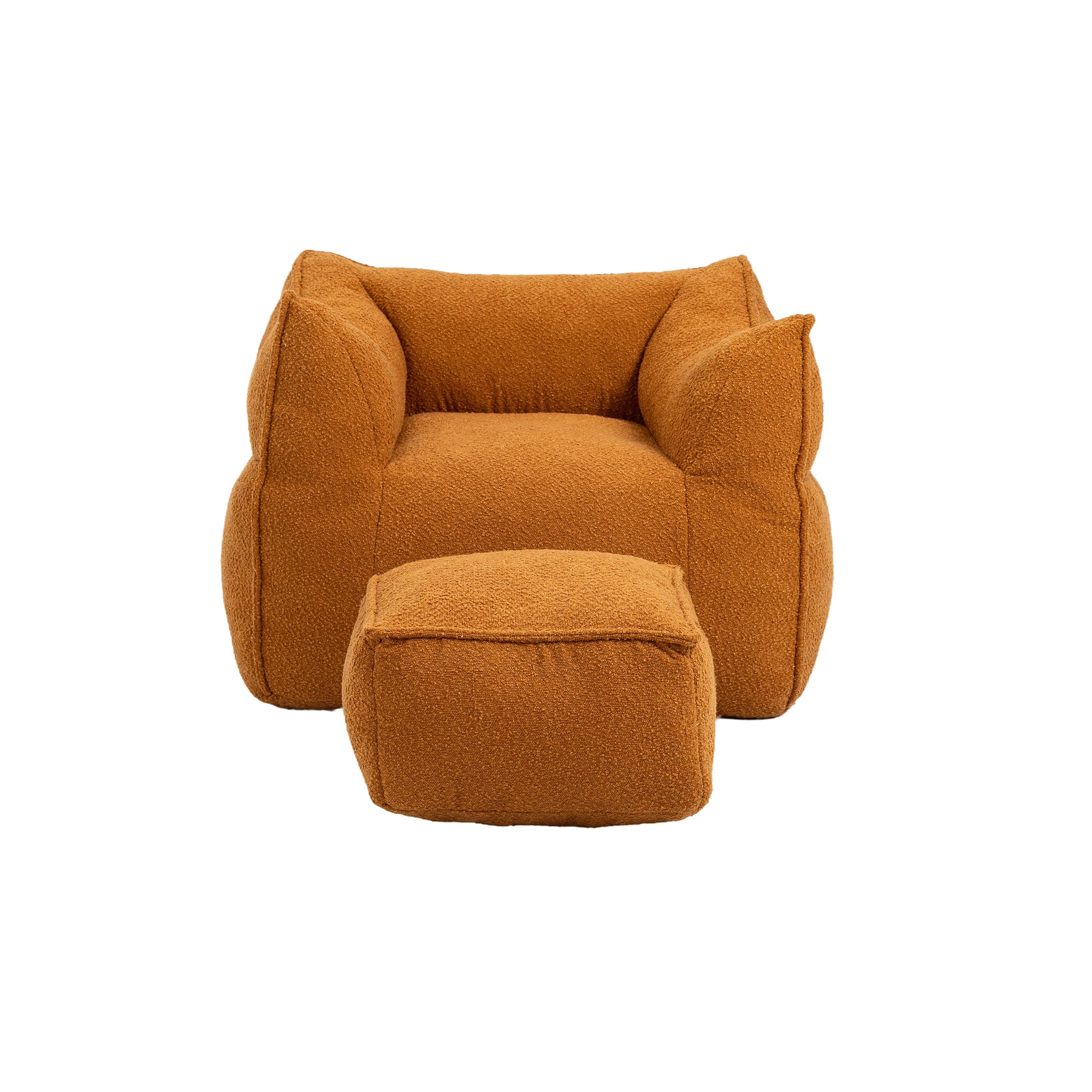 Durable High-Back Bean Bag Chair for Indoor and Outdoor Use in Orange