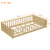 Natural Finish Twin Size Toddler Floor Platform Bed with Built-in Book Storage Rack and Door