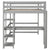 Gray Full Loft Bed with Desk, Ladder, and Shelves