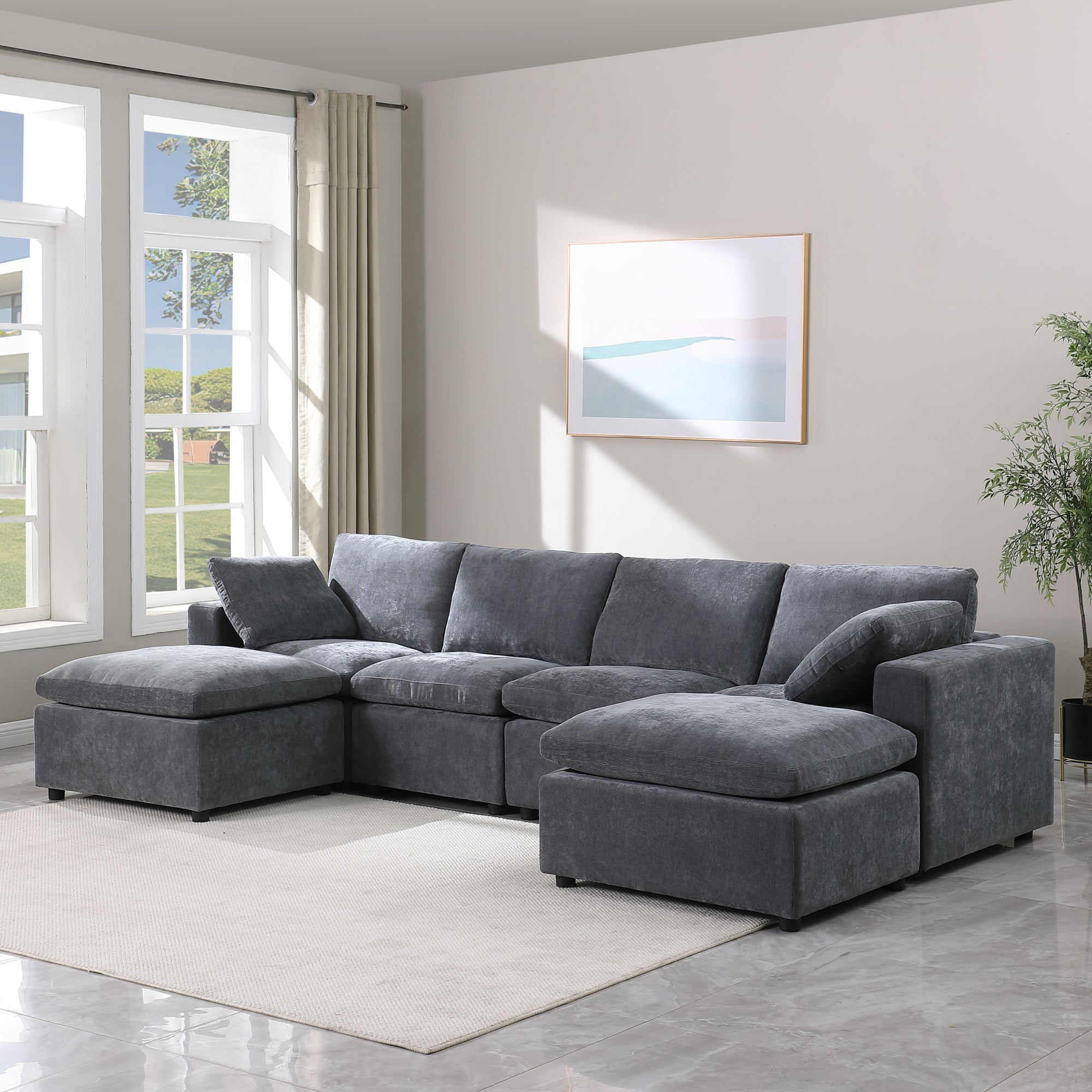 Montreal U-Shaped Modular Sofa in Grey