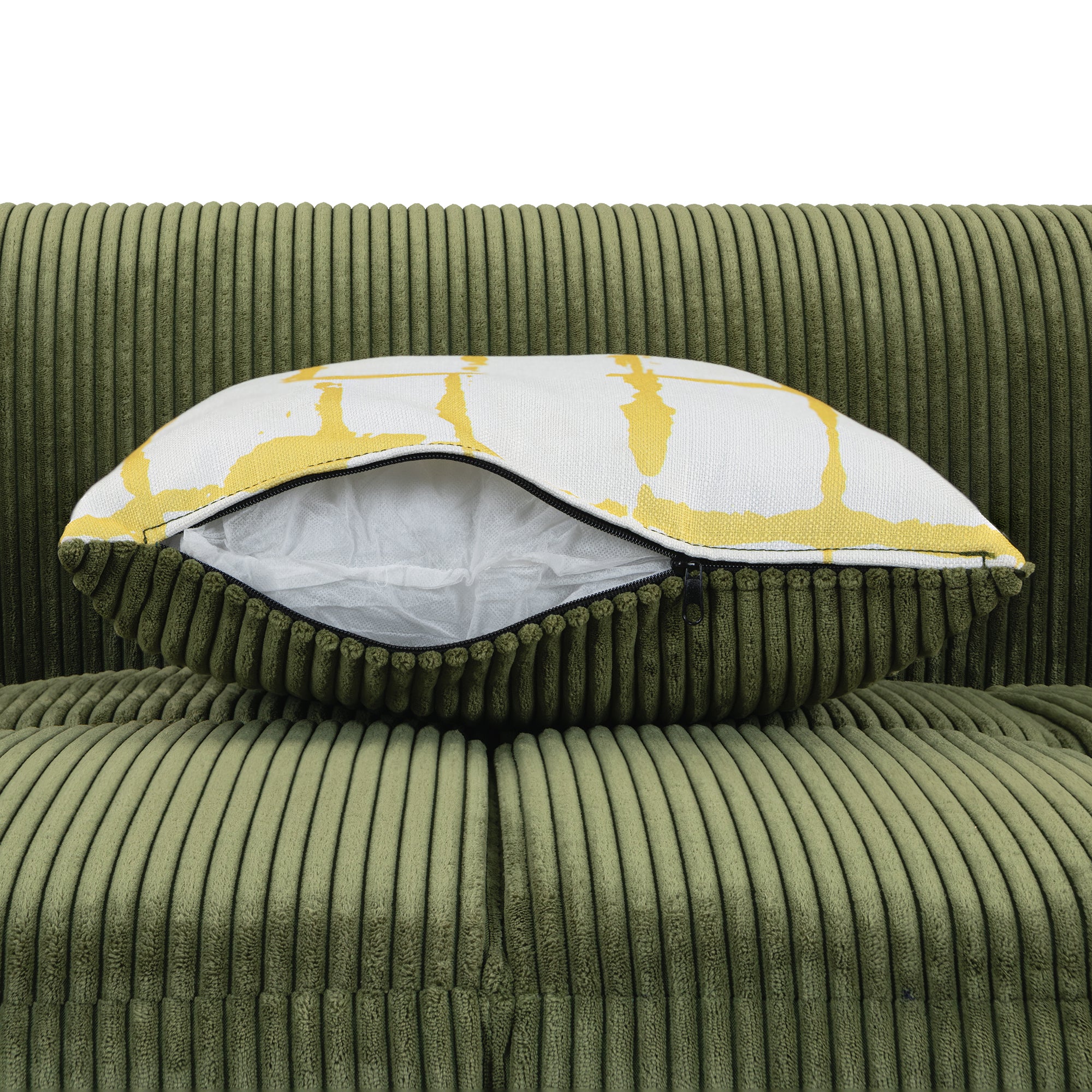 Accra 2-Seat Minimal Corduroy Sofa in Green