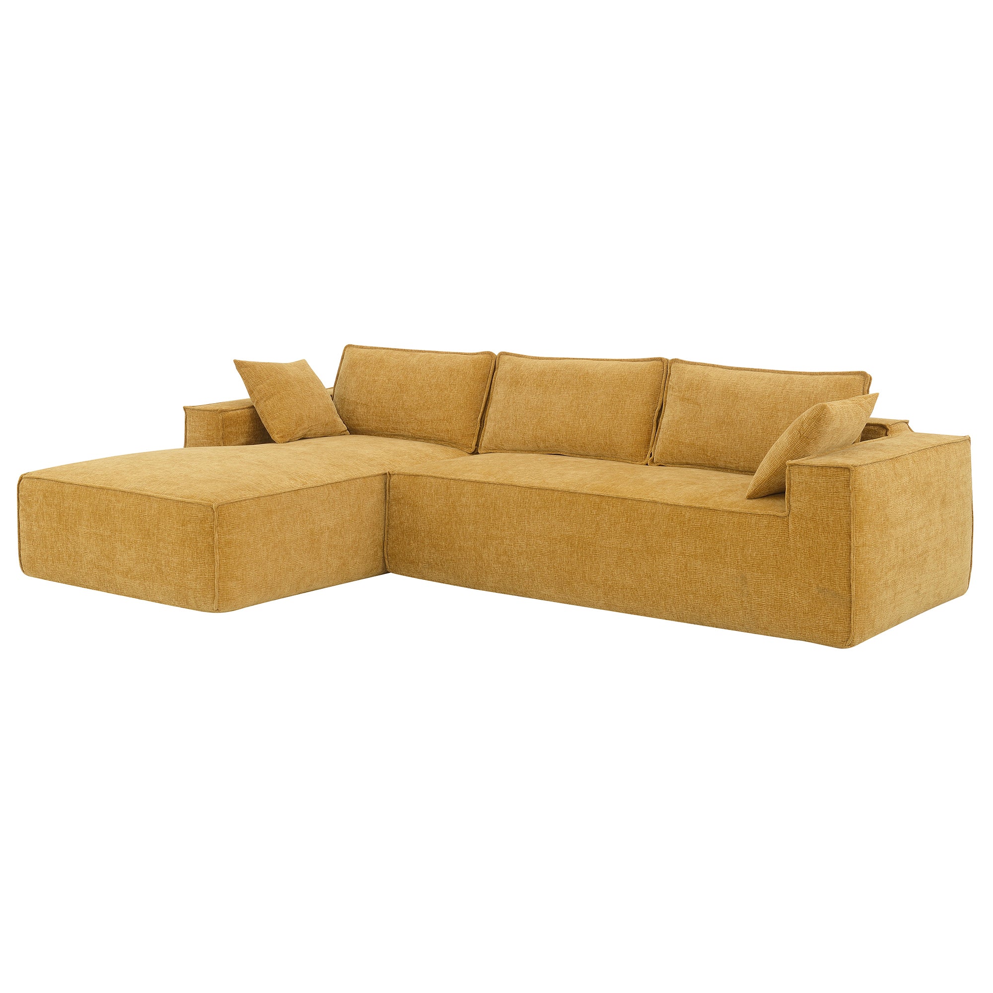 Cairo 4-Seat Modular Wrinkle-Resistant Chenille Sofa in Yellow