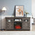 Farmhouse TV Stand With Fireplace Insert MDF Storage In Grey