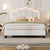 Full Size Upholstered Flower-Shape Bed with LED Headboard and Wooden Slats Support In White