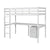 White Twin Loft Bed with Built-in Desk, Storage Cabinet, Guardrails & Ladder