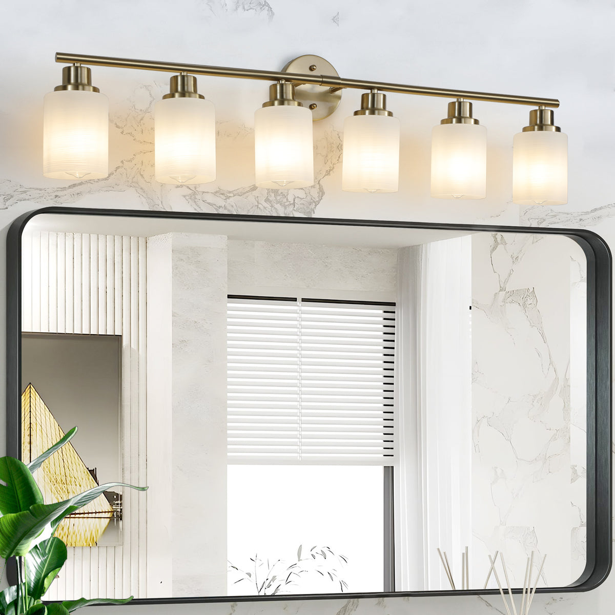 38.6-Inch 6-Light Golden Bathroom Vanity Light Fixture