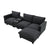 4-Seater Modular Chenille Sofa with Reading Lights & Storage in Dark Gray