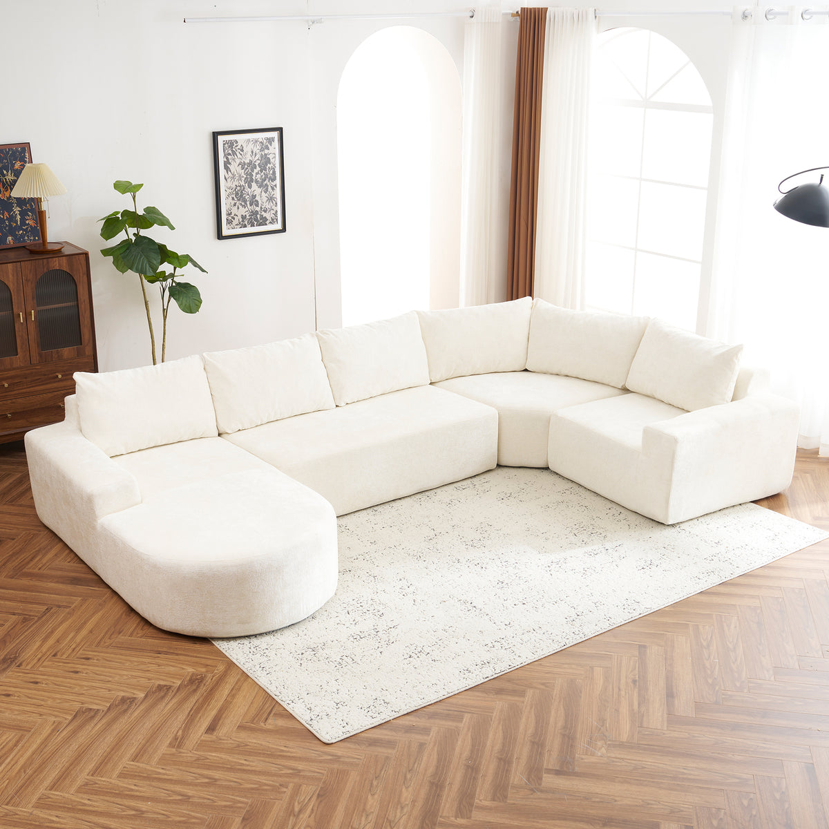 Amalfi Modular Chenille Sectional Sofa in Beige