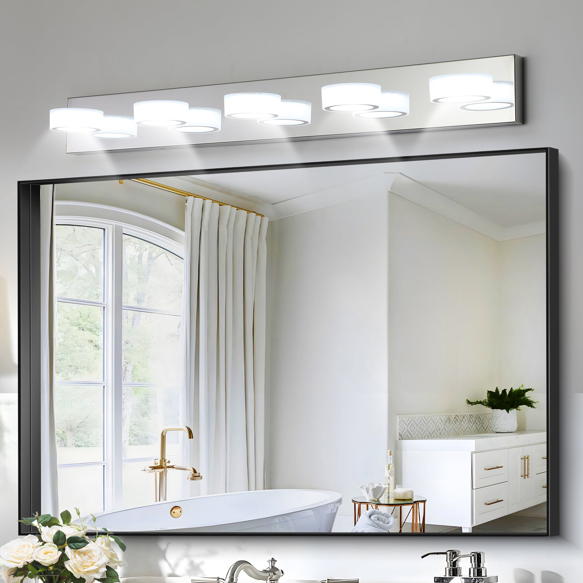 Aestin's 5-Light Vanity Light With Chrome Finish with Acrylic Light Shades