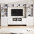 Multifunctional 4-Piece Entertainment Wall Unit with 13 Shelves 8 Drawers and 2 Cabinets Stylish Fluted Design for TVs Up to 70 In White