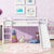 White Twin Low Loft Bed with Slide, Ladder, and Guardrails