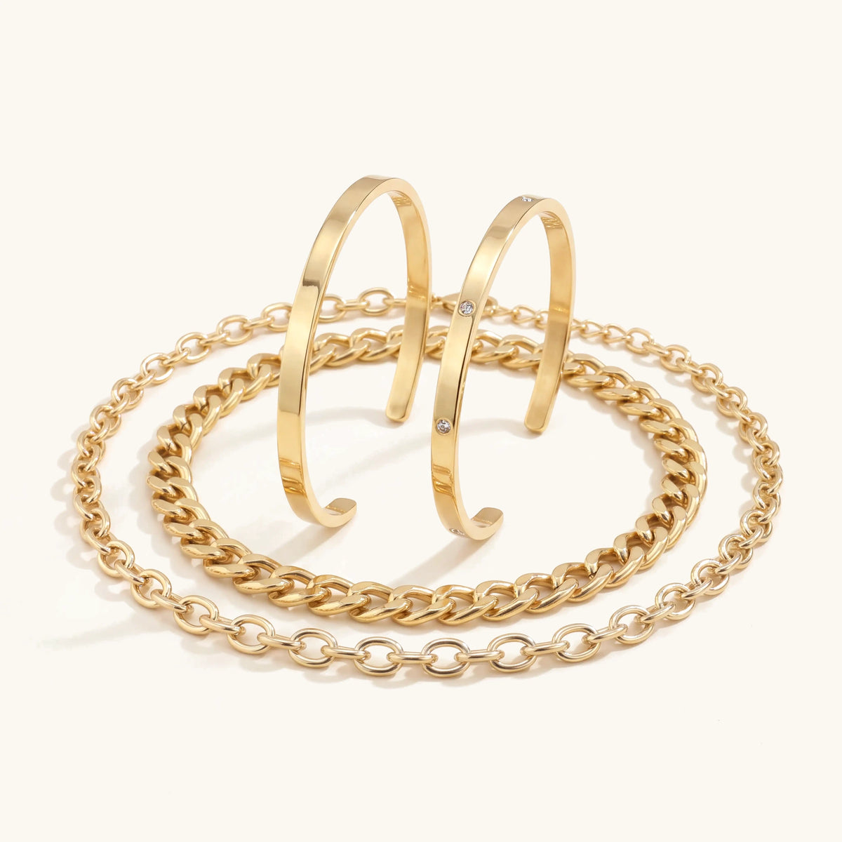 4 Chain Bracelet Adjustable Bracelet Set in gold