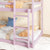 Twin Over Twin Pink House-Shaped Floor Bunk Bed with Ladder and Guardrails