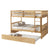 Full Over Full Twin Size Triple Bunk Bed with Ladders and Guardrails in White