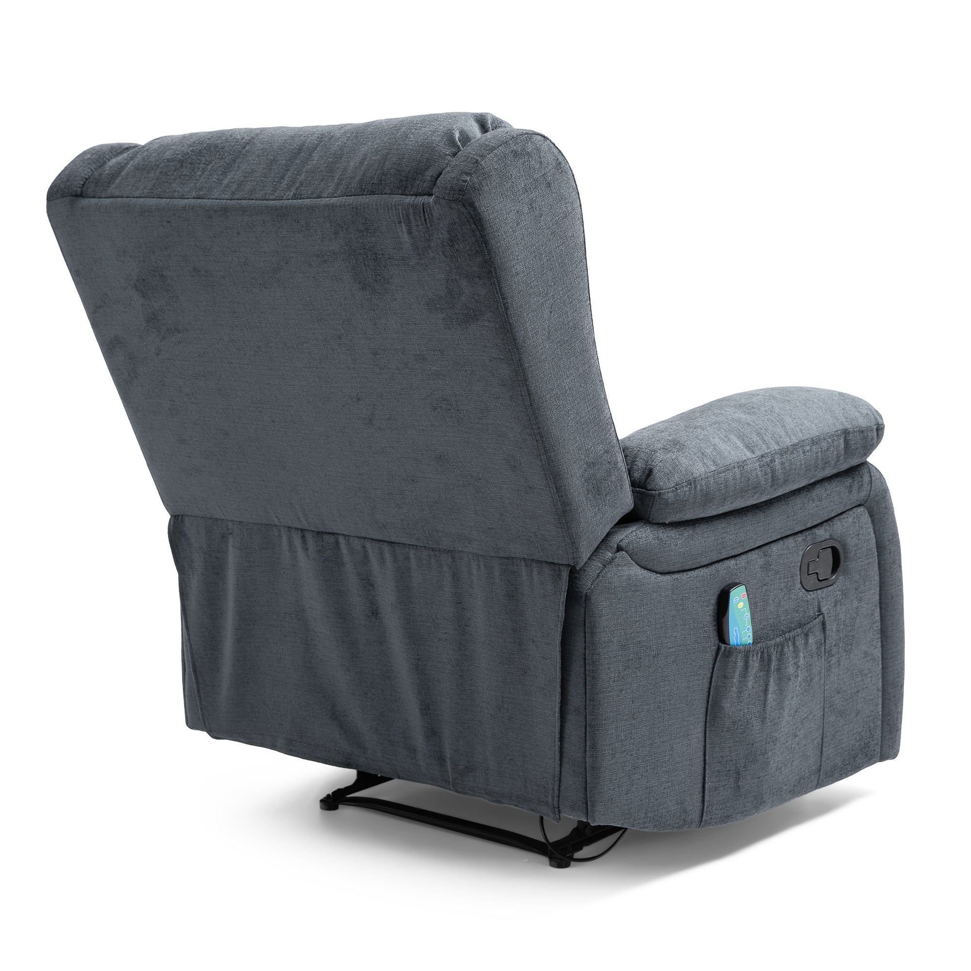 Lumbar Heating & Massage Recliner In Charcoal Fabric