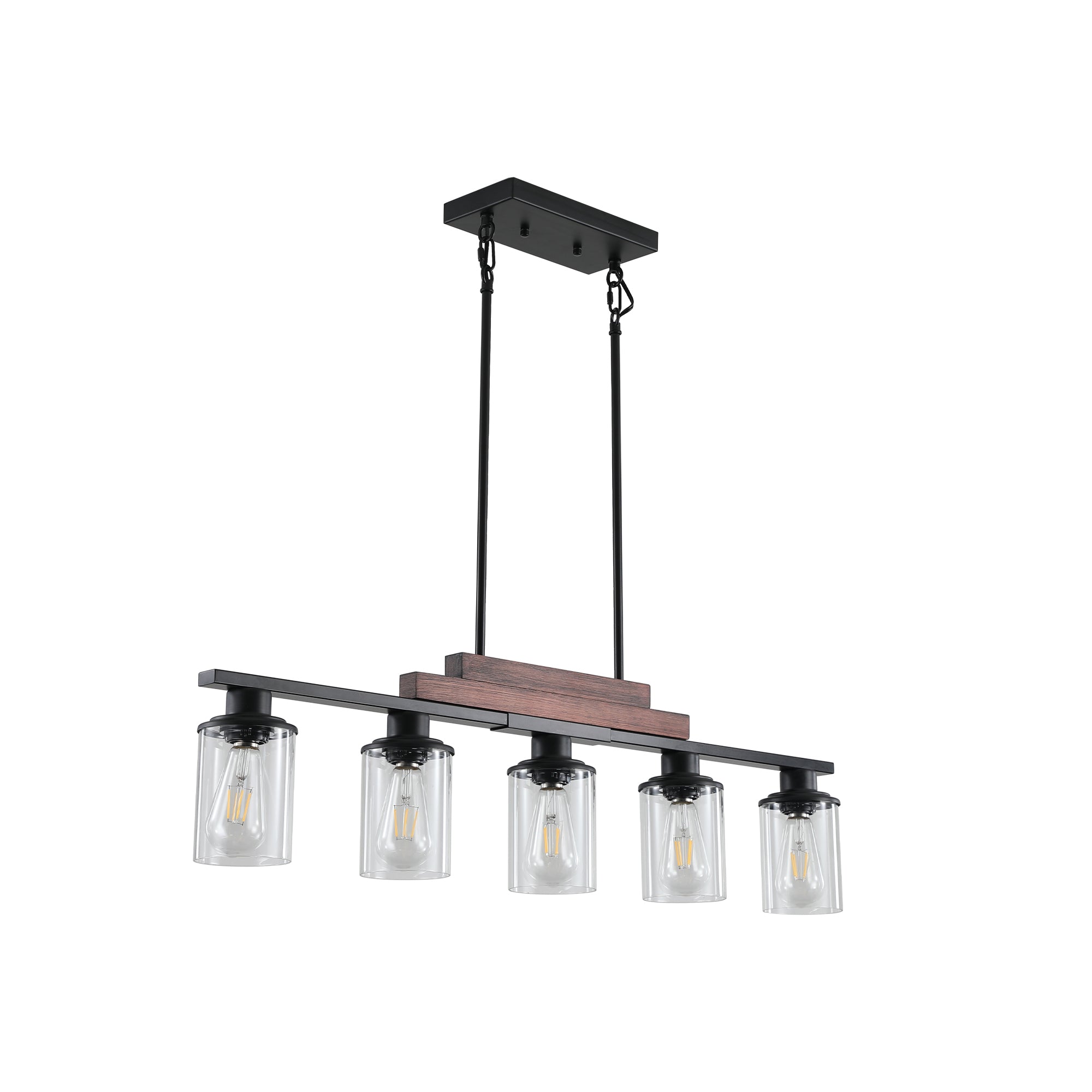 Black Walnut Farmhouse Chandeliers With 5 Bulbs For Dining Room