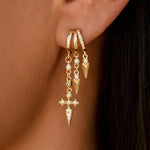 Load image into Gallery viewer, 14k Triple Huggie Dangle Earrings Pair
