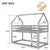 Twin over Twin Bunk Bed with Wood House Roof in Gray