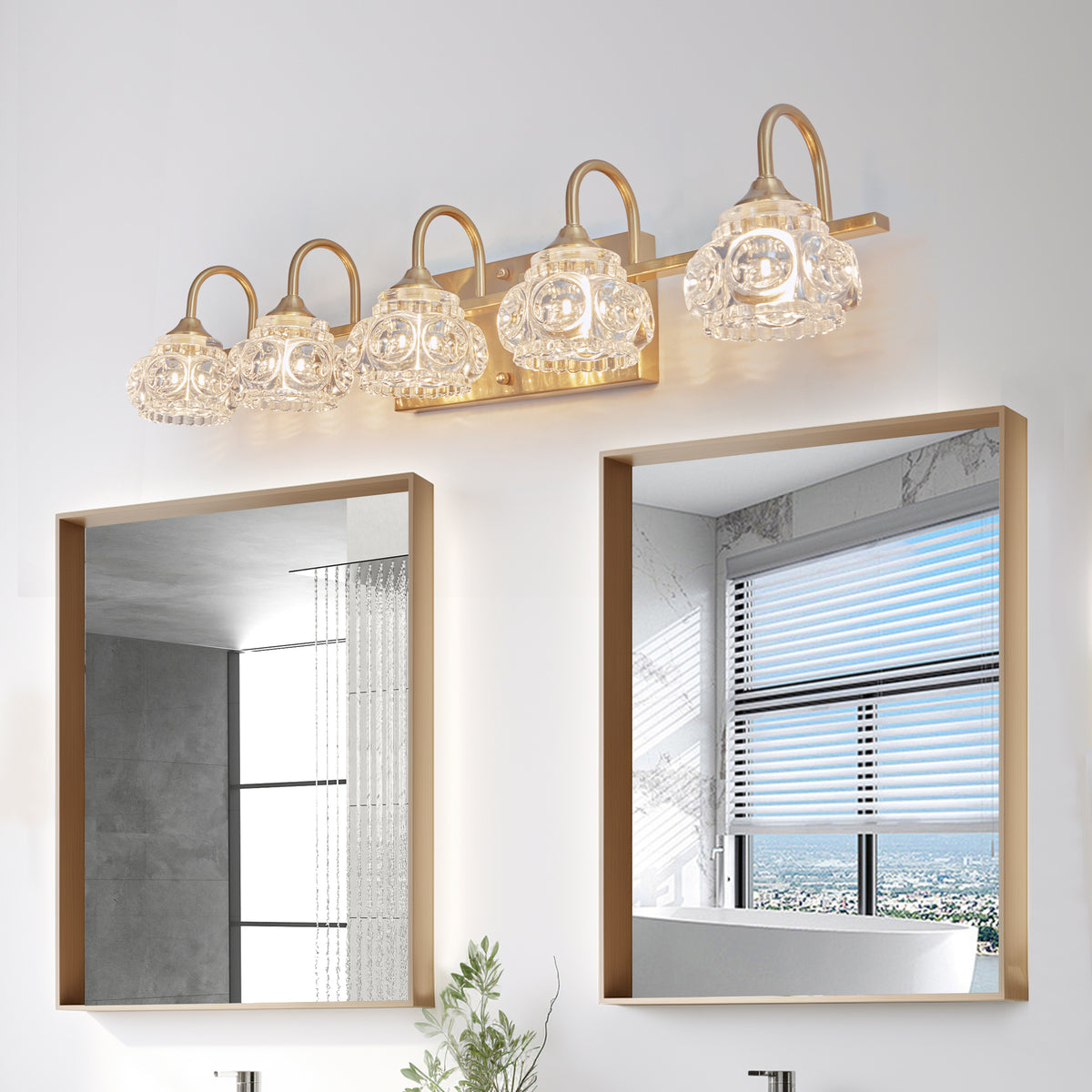 Aestin&#39;s 5-Light Golden Wall Sconce with Clear Glass Shade