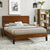 Brown Full Mid-Century Modern Solid Wood Bed with Three-Piece Headboard