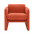 Arm Chair with Waved Arms, Orange Teddy Fabric, Accent Chair for Living Room and Bedroom